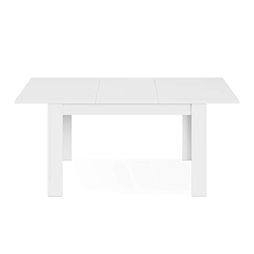 Habitdesign Mesa de Comedor Extensible, Mesa salón o Cocina, Acabado en Color Blanco Brillo, Modelo Kendra, Medidas: 140-190 cm (Largo) x 90 cm (Ancho) x 78 cm (Alto)