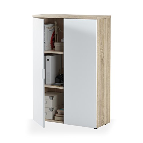 Habitdesign Mueble Auxiliar Despacho, Armario Estudio, Modelo Office, Acabado en Blanco Artik y Roble Canadian, Medidas: 80 cm (Ancho) x 119 cm (Alto) x 32,5 cm (Fondo) Habitdesign Mueble Auxiliar Despacho, Armario Estudio, Modelo Office, Acabado en Blanco Artik y Roble Canadian, Medidas: 80 cm (Ancho) x 119 cm (Alto) x 32,5 cm (Fondo)