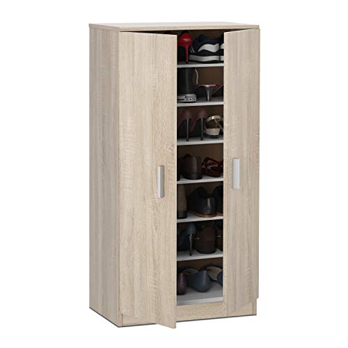 Habitdesign Mueble Zapatero Dos Puertas, Mueble Auxiliar, Modelo Basic, Acabado en Roble Canadian, Medidas: 55 cm (Ancho) x 108 cm (Alto) x 36 cm (Fondo) Habitdesign Mueble Zapatero Dos Puertas, Mueble Auxiliar, Modelo Basic, Acabado en Roble Canadian, Medidas: 55 cm (Ancho) x 108 cm (Alto) x 36 cm (Fondo)