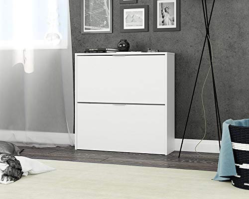 Habitdesign Zapatero 2 Puertas, Mueble Zapatero Estrecho, Acabado en Color Blanco, Medidas: 75 cm (Ancho) x 76 cm (Alto) x 22 cm (Fondo) Habitdesign Zapatero 2 Puertas, Mueble Zapatero Estrecho, Acabado en Color Blanco, Medidas: 75 cm (Ancho) x 76 cm (Alto) x 22 cm (Fondo)