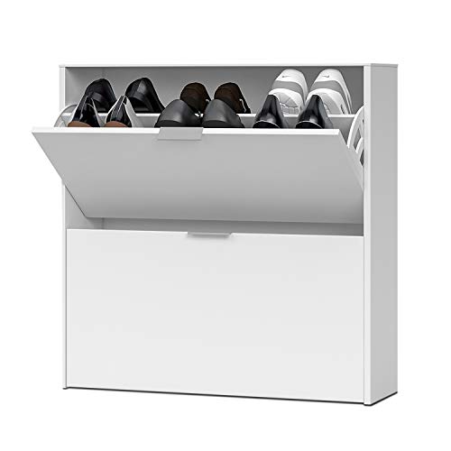 Habitdesign Zapatero 2 Puertas, Mueble Zapatero Estrecho, Acabado en Color Blanco, Medidas: 75 cm (Ancho) x 76 cm (Alto) x 22 cm (Fondo) Habitdesign Zapatero 2 Puertas, Mueble Zapatero Estrecho, Acabado en Color Blanco, Medidas: 75 cm (Ancho) x 76 cm (Alto) x 22 cm (Fondo)