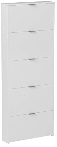 Habitdesign Zapatero con 5 Puertas, Mueble Zapatero Estrecho Dormitorio,Capacidad 15 Pares, Color Blanco Brillo, Medidas: 70 x 180 x 17 cm de Fondo Habitdesign Zapatero con 5 Puertas, Mueble Zapatero Estrecho Dormitorio,Capacidad 15 Pares, Color Blanco Brillo, Medidas: 70 x 180 x 17 cm de Fondo