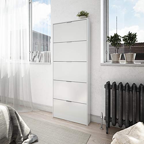 Habitdesign Zapatero con 5 Puertas, Mueble Zapatero Estrecho Dormitorio,Capacidad 15 Pares, Color Blanco Brillo, Medidas: 70 x 180 x 17 cm de Fondo Habitdesign Zapatero con 5 Puertas, Mueble Zapatero Estrecho Dormitorio,Capacidad 15 Pares, Color Blanco Brillo, Medidas: 70 x 180 x 17 cm de Fondo