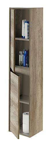 HABITMOBEL Mueble Lavabo CERÁMICO con 2 CAJONES + Espejo + Columna 2 Puertas