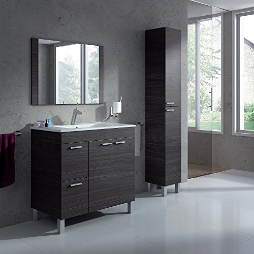 HABITMOBEL Pack Completo BAÑO Mueble 2 Puertas + 2 cajones con Espejo + Lavabo de PMMA (NO Clásica Cerámica) + Columna INCLUIDA HABITMOBEL Pack Completo BAÑO Mueble 2 Puertas + 2 cajones con Espejo + Lavabo de PMMA (NO Clásica Cerámica) + Columna INCLUIDA