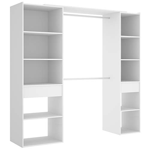 HABITMOBEL Vestidor Perchero Blanco baldas y cajones, Medidas: Alto: 203 cm x Fondo: 50 cm x Ancho: 200 cm HABITMOBEL Vestidor Perchero Blanco baldas y cajones, Medidas: Alto: 203 cm x Fondo: 50 cm x Ancho: 200 cm
