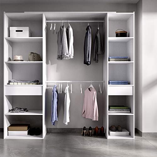 HABITMOBEL Vestidor Perchero Blanco baldas y cajones, Medidas: Alto: 203 cm x Fondo: 50 cm x Ancho: 200 cm HABITMOBEL Vestidor Perchero Blanco baldas y cajones, Medidas: Alto: 203 cm x Fondo: 50 cm x Ancho: 200 cm