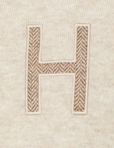 Hackett London Tweed Trim Crew suéter, Beige (Oatmeal 8hw), XL para Hombre