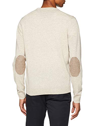 Hackett London Tweed Trim Crew suéter, Beige (Oatmeal 8hw), XL para Hombre Hackett London Tweed Trim Crew suéter, Beige (Oatmeal 8hw), XL para Hombre