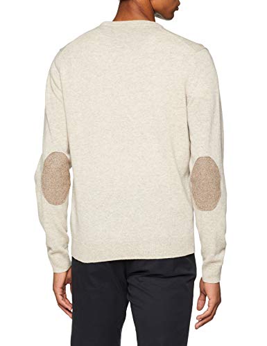 Hackett London Tweed Trim Crew suéter, Beige (Oatmeal 8hw), XL para Hombre