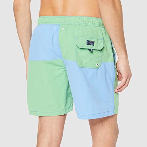 Hackett Quad Volley Pantalones Cortos, Multicolor (Green/Blue 6AM), Medium para Hombre