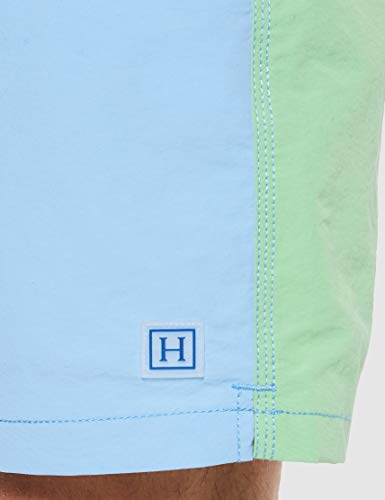 Hackett Quad Volley Pantalones Cortos, Multicolor (Green/Blue 6AM), Medium para Hombre