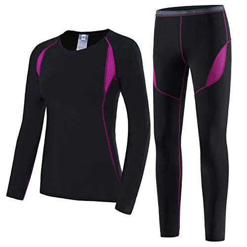 HAINES Conjunto Termico Mujer Ropa Interior Termica Esqui Camiseta Termica para Montaña Ciclismo Fitness Rosa Gr.36