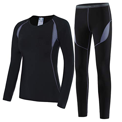 HAINES Ropa Interior Térmica Esqui Mujer Ropa Térmica Interior para Running Montaña Ciclismo Fitness Negro Gr.38