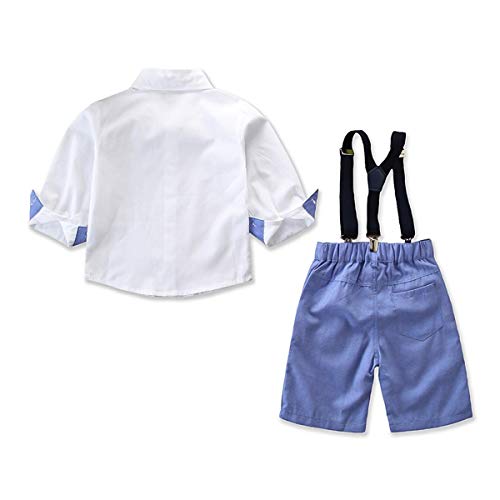 HaiQianXin 2 unids/Set Kid Boys Caballero Traje Ropa Pajarita T Shirt Tops + Suspender Pantalones (Size : 2Y-3Y)