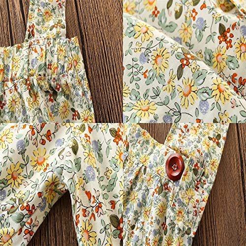 HaiQianXin 2pcs / Lot niños niñas Ropa Bow Tie Shirt Tops + Floral Suspender Pantalones Trajes Trajes Conjunto (Color : 2Y-3Y)