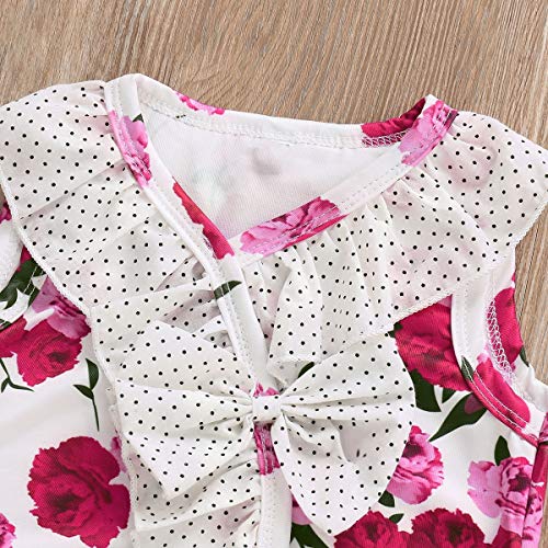 HaiQianXin 3 unids/Set Niños Bebé Niña Ropa Floral Conjunto Sin Mangas Top Camisa Blusa + Volantes Pantalones + Diadema Traje Traje (Size : 1T-2T)