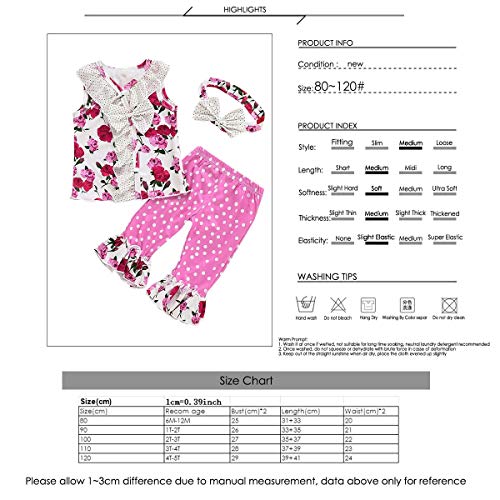 HaiQianXin 3 unids/Set Niños Bebé Niña Ropa Floral Conjunto Sin Mangas Top Camisa Blusa + Volantes Pantalones + Diadema Traje Traje (Size : 1T-2T) HaiQianXin 3 unids/Set Niños Bebé Niña Ropa Floral Conjunto Sin Mangas Top Camisa Blusa + Volantes Pantalones + Diadema Traje Traje (Size : 1T-2T)