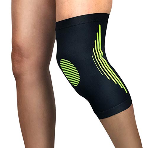 HaiQianXin Rodilleras de 1 Pieza para Ejercicios de Rodilla Rodillera Protectora Soporte de Apoyo de Rodilla (Color : Black+Green, Size : M)