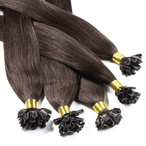 Hair2Heart 50 x 0.5g Extensiones de queratina - 30cm, colore #99j caoba, liso