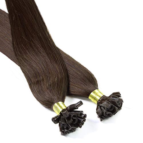 Hair2Heart 50 x 0.5g Extensiones de queratina - 30cm, colore #99j caoba, liso