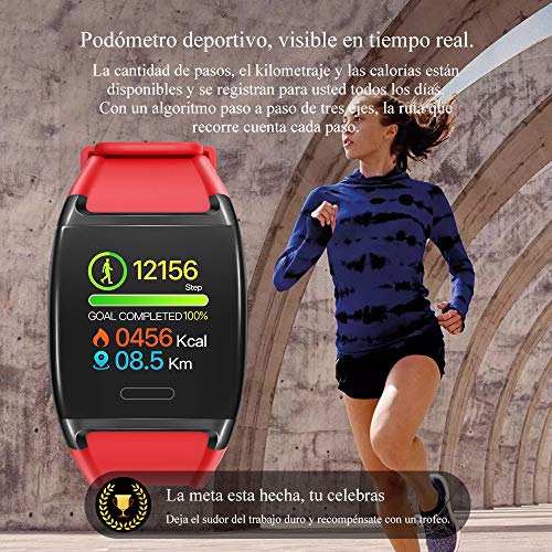 HalfSun Impermeable IP67 Smartwatch, HD Color Screen,Pulsera Inteligente con Pulsómetro, Monitor de Presión Arterial，Monitor de Calorías, Sueño, Podómetro，Pulsera Actividad para Android y iOS