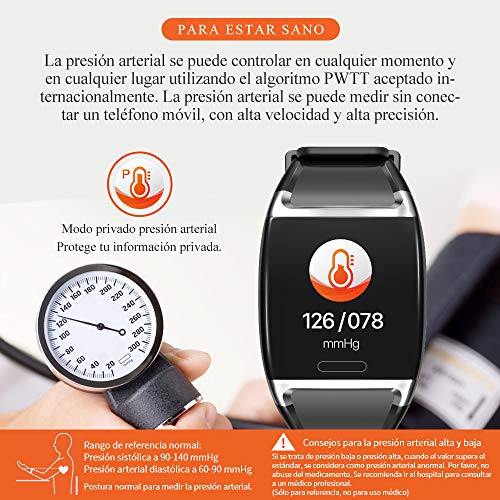 HalfSun Impermeable IP67 Smartwatch, HD Color Screen,Pulsera Inteligente con Pulsómetro, Monitor de Presión Arterial，Monitor de Calorías, Sueño, Podómetro，Pulsera Actividad para Android y iOS