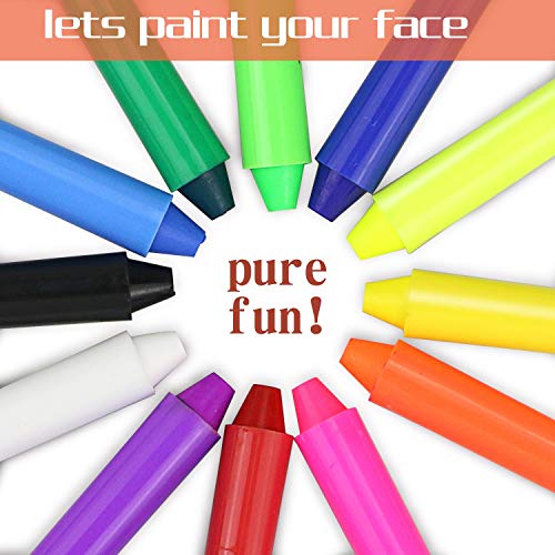 halloween Pascua de Resurrección Pintura Facial,Buluri 12 Colores Face Paint Crayons Conjuntos de Pintura Corporal Faciales Seguros y con 40 Plantillas,Perfectos para Carnaval,Santa, Cosplay, Fiestas