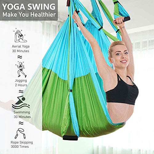 Hamaca de Yoga Aéreo Hamacas, Antigravedad Yoga Hamaca,Yoga Trapecio para Ejercicios de Yoga Antigravedad para Aliviar el Dolor de Espalda (Azul&Verde) Hamaca de Yoga Aéreo Hamacas, Antigravedad Yoga Hamaca,Yoga Trapecio para Ejercicios de Yoga Antigravedad para Aliviar el Dolor de Espalda (Azul&Verde)
