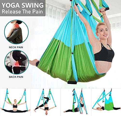 Hamaca de Yoga Aéreo Hamacas, Antigravedad Yoga Hamaca,Yoga Trapecio para Ejercicios de Yoga Antigravedad para Aliviar el Dolor de Espalda (Azul&Verde) Hamaca de Yoga Aéreo Hamacas, Antigravedad Yoga Hamaca,Yoga Trapecio para Ejercicios de Yoga Antigravedad para Aliviar el Dolor de Espalda (Azul&Verde)