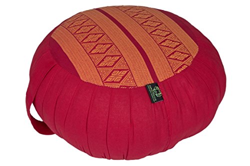 Handelsturm Set de meditación con Relleno de Kapok Compuesto por un cojín de meditación Zafu y colchoneta Zabuton para meditación sentada y Yoga (Naranja y Rojo)