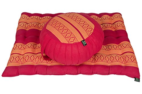 Handelsturm Set de meditación con Relleno de Kapok Compuesto por un cojín de meditación Zafu y colchoneta Zabuton para meditación sentada y Yoga (Naranja y Rojo) Handelsturm Set de meditación con Relleno de Kapok Compuesto por un cojín de meditación Zafu y colchoneta Zabuton para meditación sentada y Yoga (Naranja y Rojo)