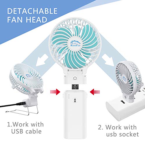 HandFan Ventilador Personal portátil con Pilas de 5200mAh Banco de alimentación Ventilador de Mano 3 Velocidades/Tiempo de Trabajo 5-20H para el hogar al Aire Libre el Recorrido Que acampa HandFan Ventilador Personal portátil con Pilas de 5200mAh Banco de alimentación Ventilador de Mano 3 Velocidades/Tiempo de Trabajo 5-20H para el hogar al Aire Libre el Recorrido Que acampa