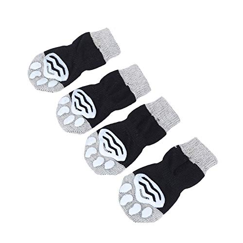 Handfly Juego de 4 Calcetines de algodón para Mascotas, Calcetines Antideslizantes para Perros, Calcetines para Gatos, Protector de Pata de Gato, Ropa Interior para Gatos pequeños y medianos