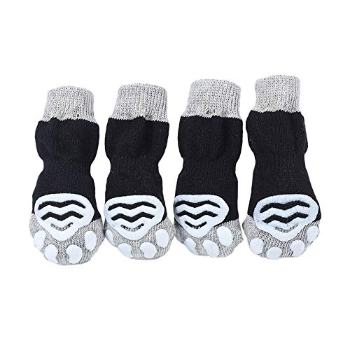 Handfly Juego de 4 Calcetines de algodón para Mascotas, Calcetines Antideslizantes para Perros, Calcetines para Gatos, Protector de Pata de Gato, Ropa Interior para Gatos pequeños y medianos