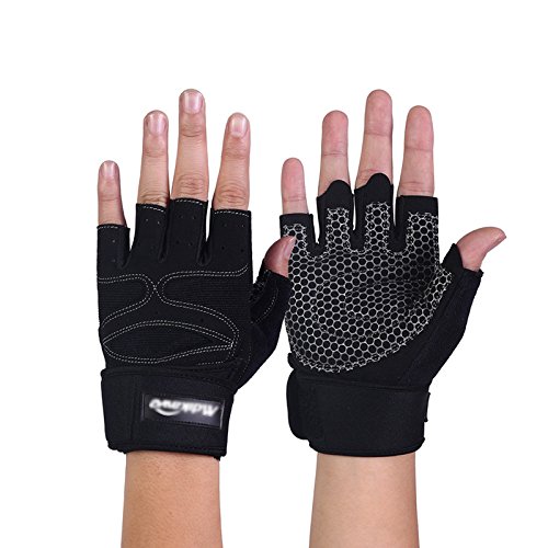 Handguards Manoplas Deportes Bike Fitness Guantes Hombre Mancuerna Entrenamiento Medio Dedo Transpirable Negro 16-18cm 18-20cm 20-21.5cm 21.5-22.5cm (Tamaño : 18-20cm)