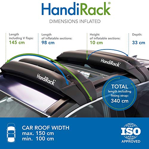 HandiRack - Barras de baca universales e inflables (negras) - Transporte de carga para techo - Se adapta a la mayoría de coches HandiRack - Barras de baca universales e inflables (negras) - Transporte de carga para techo - Se adapta a la mayoría de coches