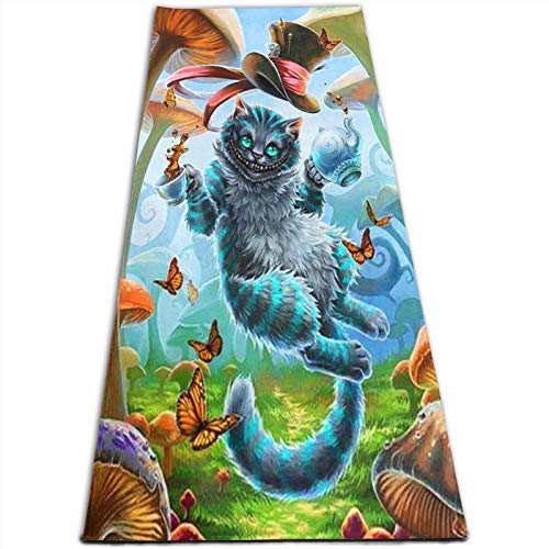 Hangdachang Esterilla de yoga para niños Cheshire Cat Alice In Wonderland antideslizante e impermeable para hombres y mujeres (70 x 24 pulgadas) (61 x 423 cm)