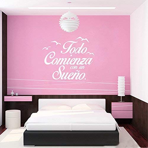 Hangqiao Pegatina todo comienza con un sueño para dormitorios color blanco 55 X 45 cm Hangqiao Pegatina todo comienza con un sueño para dormitorios color blanco 55 X 45 cm