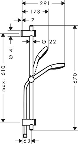 Hansgrohe conjunto barra de ducha myselect S Vario 3 chorros de ahorro de agua para blanco/cromo 26718400