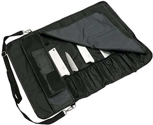 HANSHI Utilidad de Servicio Pesado 17 Ranuras, Cuchillo de Chef Bolsa de Rollo, Bolsa de Cuchillo portátil, Estuche de Almacenamiento con Correa para el Hombro