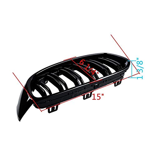 HanT Accesorios de Rejilla de Coche Rejillas de Rejilla Delantera Recambio de Rejilla de riñón, para BMW 4 Series F32 F33 F36 F80 F82 Doble listón M4 Sport Style Bright Black