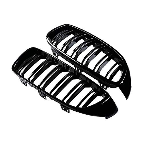 HanT Accesorios de Rejilla de Coche Rejillas de Rejilla Delantera Recambio de Rejilla de riñón, para BMW 4 Series F32 F33 F36 F80 F82 Doble listón M4 Sport Style Bright Black