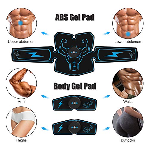 Haofy Electroestimulador Muscular Abdominales Cinturón EMS Eléctrico Estimulador AbS Masajeador para Hombres Mujeres y Culturistas