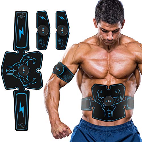 Haofy Electroestimulador Muscular Abdominales Cinturón EMS Eléctrico Estimulador AbS Masajeador para Hombres Mujeres y Culturistas