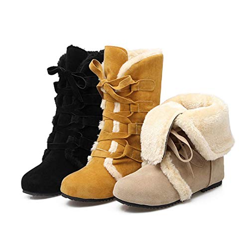 HAOJUE Botas de nieve rusia cálidas para mujer gruesas de patente de nieve zapatos de invierno para mujer (color: beige, talla: 13)