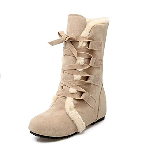 HAOJUE Botas de nieve rusia cálidas para mujer gruesas de patente de nieve zapatos de invierno para mujer (color: beige, talla: 13)