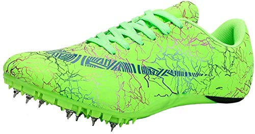 HaoLin Zapatillas De Atletismo para Hombres Zapatillas De Correr Unisex Zapatillas De Entrenamiento para Correr para Niños Zapatillas De Salto Largas Dedicadas Zapatillas De Sprint Junior,Green-43