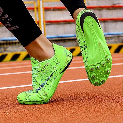 HaoLin Zapatillas De Atletismo para Hombres Zapatillas De Correr Unisex Zapatillas De Entrenamiento para Correr para Niños Zapatillas De Salto Largas Dedicadas Zapatillas De Sprint Junior,Green-43