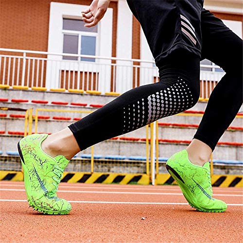 HaoLin Zapatillas De Atletismo para Hombres Zapatillas De Correr Unisex Zapatillas De Entrenamiento para Correr para Niños Zapatillas De Salto Largas Dedicadas Zapatillas De Sprint Junior,Green-43